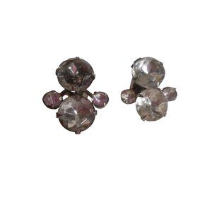 Vintage Rhinestone Clip on earrings Estate Costume